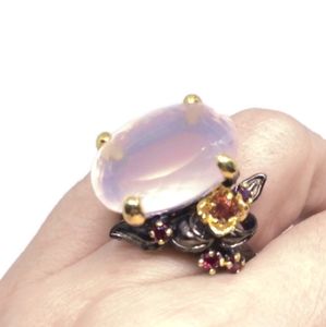 Blush Rose Quartz Sterling Silver Ring